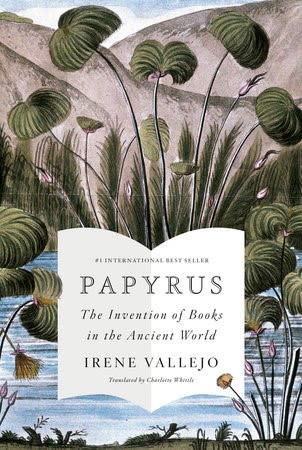 The Papyrus book cover shows an illustration of papyrus plants in greens and blues